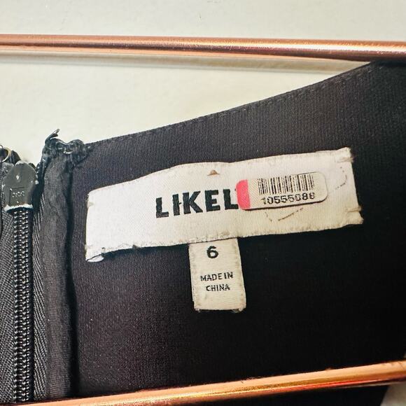 LIKELY Women's Black Aubrey Sleeveless Back Zip V-Neckline Pleated Gown Size 6 - Picture 8 of 11